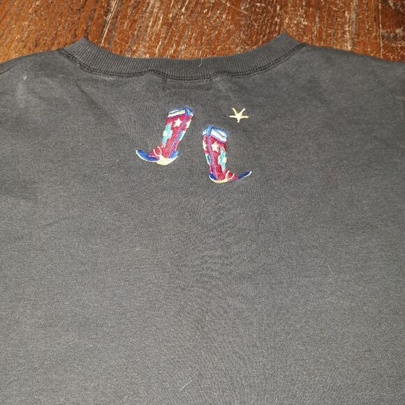 2X The Quacker Factory Kick Up Your Heels Long Sleeve Black Sweatshirt Western - Picture 3 of 7